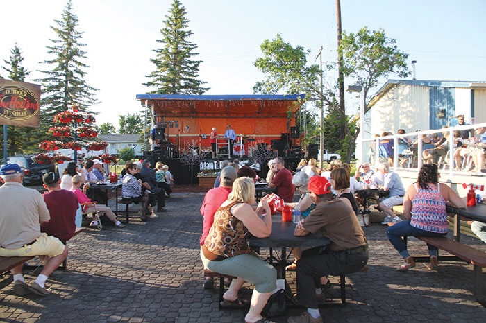 People at the Outdoor Eventplex during the grand opening.